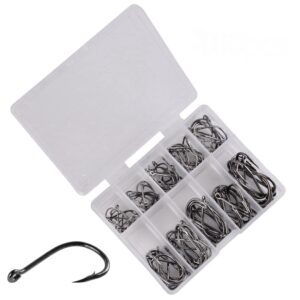 100pcs Fishing Hook Set Size 3-12 Carbon Steel Fishhook