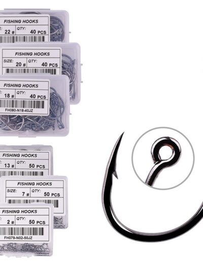 50pcs / 20pcs / Box Circle Eyed Fishing Hook Size 2-22#