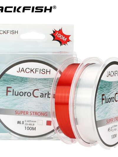 JACKFISH 100M Fluorocarbon Fishing Line  red/clear two colors 4-32LB Carbon Fiber Leader Line