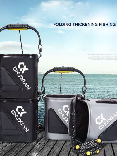 Fishing Bucket,Foldable Fish Bucket, Multi-Functional EVA Fishing Bag for Outdoor, Live Fish Lures Bucket