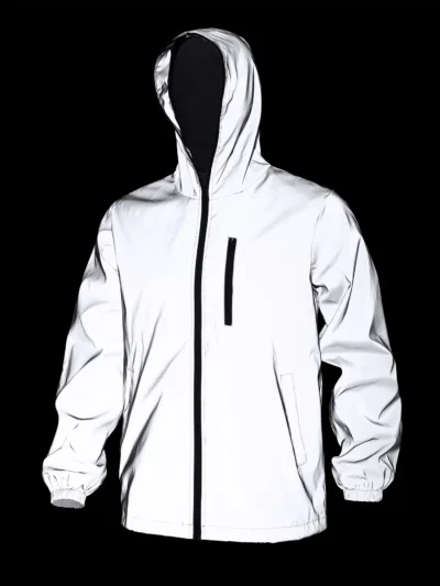 New Mens / Womens Full Reflective Jacket Night Shiny Windbreaker Jackets Hooded Coats