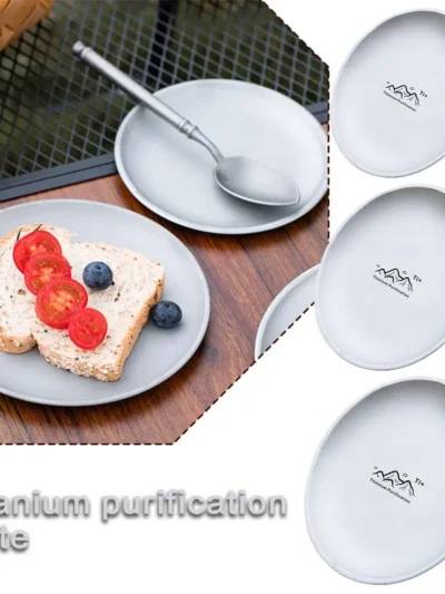 Titanium Camping Plate Titanium Cutlery Tray Corrosion Resistant Outdoor Kit