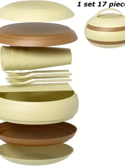 Outdoor Camping Picnic Utensils Cups Plates, Spoons Chopsticks Soup Bowls. Perfect for Outdoor activities.