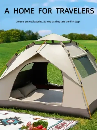 3-4 Person Outdoor Folding Tent Quick Automati Opening Self-driving Wild Camping Tent Waterproof Sunscreen Portable Tent