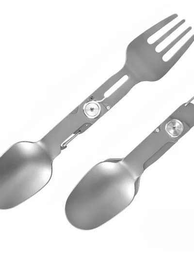 Portable 2 in 1 Folding Fork and Spoon Combo Titanium Alloy Lightweight