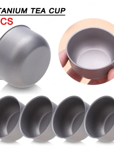 4PCS Mini 62mL Titanium Cup Lightweight for Camping Hiking Picnic